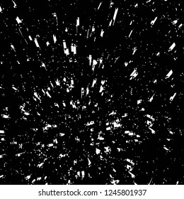 Grunge overlay layer. Abstract black and white vector background. Monochrome vintage surface with dirty pattern in cracks, spots, dots. Old painted wall in dark horror style design