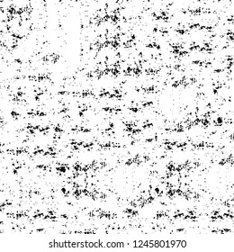 Grunge overlay layer. Abstract black and white vector background. Monochrome vintage surface with dirty pattern in cracks, spots, dots. Old painted wall in dark horror style design