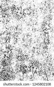 Grunge overlay layer. Abstract black and white vector background. Monochrome vintage surface with dirty pattern in cracks, spots, dots. Old painted wall in dark horror style design