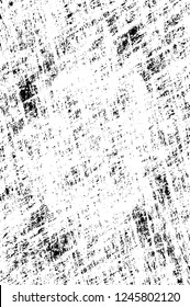 Grunge overlay layer. Abstract black and white vector background. Monochrome vintage surface with dirty pattern in cracks, spots, dots. Old painted wall in dark horror style design