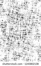 Grunge overlay layer. Abstract black and white vector background. Monochrome vintage surface with dirty pattern in cracks, spots, dots. Old painted wall in dark horror style design