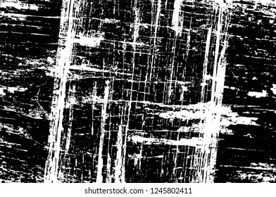 Grunge overlay layer. Abstract black and white vector background. Monochrome vintage surface with dirty pattern in cracks, spots, dots. Old painted wall in dark horror style design