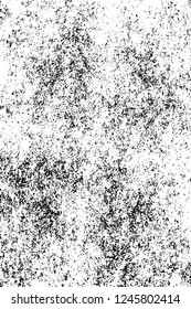 Grunge overlay layer. Abstract black and white vector background. Monochrome vintage surface with dirty pattern in cracks, spots, dots. Old painted wall in dark horror style design