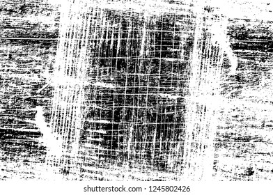 Grunge overlay layer. Abstract black and white vector background. Monochrome vintage surface with dirty pattern in cracks, spots, dots. Old painted wall in dark horror style design