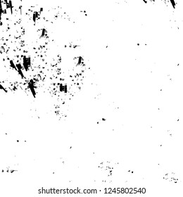 Grunge overlay layer. Abstract black and white vector background. Monochrome vintage surface with dirty pattern in cracks, spots, dots. Old painted wall in dark horror style design