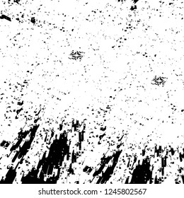 Grunge overlay layer. Abstract black and white vector background. Monochrome vintage surface with dirty pattern in cracks, spots, dots. Old painted wall in dark horror style design