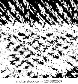 Grunge overlay layer. Abstract black and white vector background. Monochrome vintage surface with dirty pattern in cracks, spots, dots. Old painted wall in dark horror style design