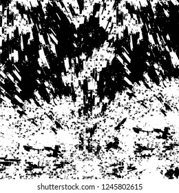 Grunge overlay layer. Abstract black and white vector background. Monochrome vintage surface with dirty pattern in cracks, spots, dots. Old painted wall in dark horror style design