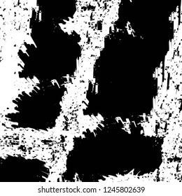 Grunge overlay layer. Abstract black and white vector background. Monochrome vintage surface with dirty pattern in cracks, spots, dots. Old painted wall in dark horror style design