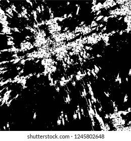 Grunge overlay layer. Abstract black and white vector background. Monochrome vintage surface with dirty pattern in cracks, spots, dots. Old painted wall in dark horror style design