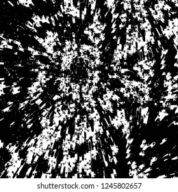 Grunge overlay layer. Abstract black and white vector background. Monochrome vintage surface with dirty pattern in cracks, spots, dots. Old painted wall in dark horror style design