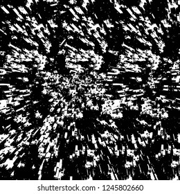 Grunge overlay layer. Abstract black and white vector background. Monochrome vintage surface with dirty pattern in cracks, spots, dots. Old painted wall in dark horror style design