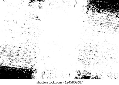 Grunge overlay layer. Abstract black and white vector background. Monochrome vintage surface with dirty pattern in cracks, spots, dots. Old painted wall in dark horror style design