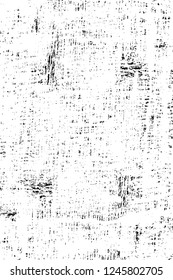 Grunge overlay layer. Abstract black and white vector background. Monochrome vintage surface with dirty pattern in cracks, spots, dots. Old painted wall in dark horror style design