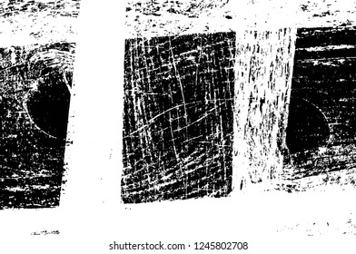 Grunge overlay layer. Abstract black and white vector background. Monochrome vintage surface with dirty pattern in cracks, spots, dots. Old painted wall in dark horror style design