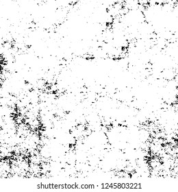 Grunge overlay layer. Abstract black and white vector background. Monochrome vintage surface with dirty pattern in cracks, spots, dots. Old painted wall in dark horror style design