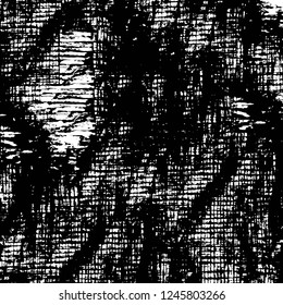 Grunge overlay layer. Abstract black and white vector background. Monochrome vintage surface with dirty pattern in cracks, spots, dots. Old painted wall in dark horror style design