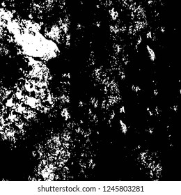 Grunge overlay layer. Abstract black and white vector background. Monochrome vintage surface with dirty pattern in cracks, spots, dots. Old painted wall in dark horror style design