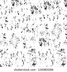Grunge overlay layer. Abstract black and white vector background. Monochrome vintage surface with dirty pattern in cracks, spots, dots. Old painted wall in dark horror style design