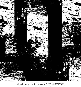 Grunge overlay layer. Abstract black and white vector background. Monochrome vintage surface with dirty pattern in cracks, spots, dots. Old painted wall in dark horror style design