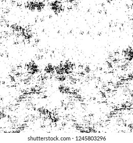 Grunge overlay layer. Abstract black and white vector background. Monochrome vintage surface with dirty pattern in cracks, spots, dots. Old painted wall in dark horror style design