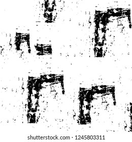 Grunge overlay layer. Abstract black and white vector background. Monochrome vintage surface with dirty pattern in cracks, spots, dots. Old painted wall in dark horror style design