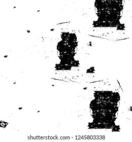 Grunge overlay layer. Abstract black and white vector background. Monochrome vintage surface with dirty pattern in cracks, spots, dots. Old painted wall in dark horror style design