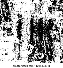 Grunge overlay layer. Abstract black and white vector background. Monochrome vintage surface with dirty pattern in cracks, spots, dots. Old painted wall in dark horror style design
