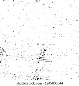Grunge overlay layer. Abstract black and white vector background. Monochrome vintage surface with dirty pattern in cracks, spots, dots. Old painted wall in dark horror style design