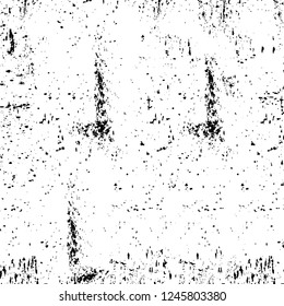 Grunge overlay layer. Abstract black and white vector background. Monochrome vintage surface with dirty pattern in cracks, spots, dots. Old painted wall in dark horror style design