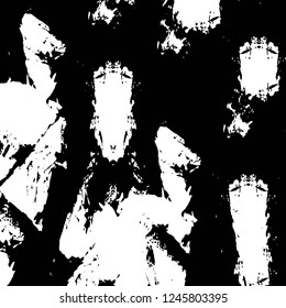 Grunge overlay layer. Abstract black and white vector background. Monochrome vintage surface with dirty pattern in cracks, spots, dots. Old painted wall in dark horror style design