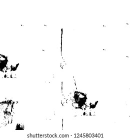 Grunge overlay layer. Abstract black and white vector background. Monochrome vintage surface with dirty pattern in cracks, spots, dots. Old painted wall in dark horror style design