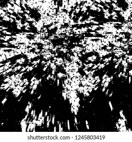 Grunge overlay layer. Abstract black and white vector background. Monochrome vintage surface with dirty pattern in cracks, spots, dots. Old painted wall in dark horror style design