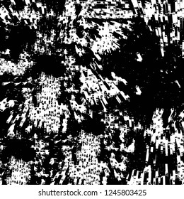 Grunge overlay layer. Abstract black and white vector background. Monochrome vintage surface with dirty pattern in cracks, spots, dots. Old painted wall in dark horror style design