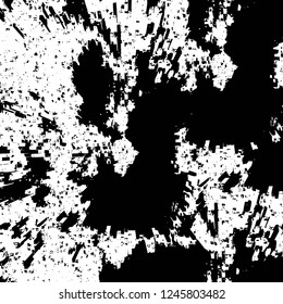 Grunge overlay layer. Abstract black and white vector background. Monochrome vintage surface with dirty pattern in cracks, spots, dots. Old painted wall in dark horror style design