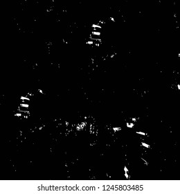 Grunge overlay layer. Abstract black and white vector background. Monochrome vintage surface with dirty pattern in cracks, spots, dots. Old painted wall in dark horror style design