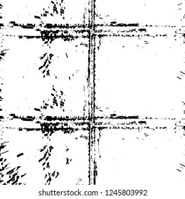 Grunge overlay layer. Abstract black and white vector background. Monochrome vintage surface with dirty pattern in cracks, spots, dots. Old painted wall in dark horror style design