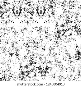 Grunge overlay layer. Abstract black and white vector background. Monochrome vintage surface with dirty pattern in cracks, spots, dots. Old painted wall in dark horror style design