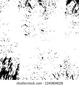 Grunge overlay layer. Abstract black and white vector background. Monochrome vintage surface with dirty pattern in cracks, spots, dots. Old painted wall in dark horror style design