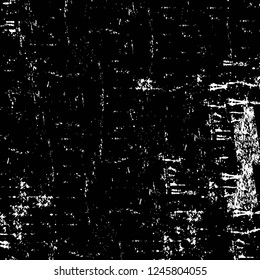 Grunge overlay layer. Abstract black and white vector background. Monochrome vintage surface with dirty pattern in cracks, spots, dots. Old painted wall in dark horror style design