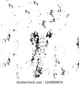 Grunge overlay layer. Abstract black and white vector background. Monochrome vintage surface with dirty pattern in cracks, spots, dots. Old painted wall in dark horror style design