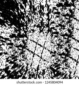 Grunge overlay layer. Abstract black and white vector background. Monochrome vintage surface with dirty pattern in cracks, spots, dots. Old painted wall in dark horror style design
