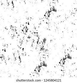Grunge overlay layer. Abstract black and white vector background. Monochrome vintage surface with dirty pattern in cracks, spots, dots. Old painted wall in dark horror style design
