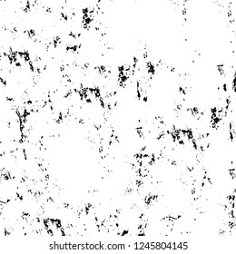 Grunge overlay layer. Abstract black and white vector background. Monochrome vintage surface with dirty pattern in cracks, spots, dots. Old painted wall in dark horror style design