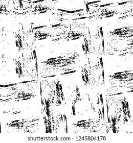 Grunge overlay layer. Abstract black and white vector background. Monochrome vintage surface with dirty pattern in cracks, spots, dots. Old painted wall in dark horror style design