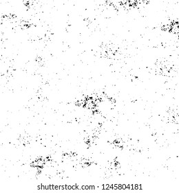 Grunge overlay layer. Abstract black and white vector background. Monochrome vintage surface with dirty pattern in cracks, spots, dots. Old painted wall in dark horror style design