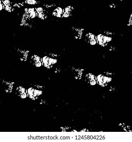 Grunge overlay layer. Abstract black and white vector background. Monochrome vintage surface with dirty pattern in cracks, spots, dots. Old painted wall in dark horror style design
