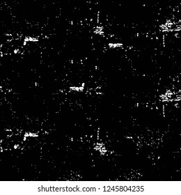 Grunge overlay layer. Abstract black and white vector background. Monochrome vintage surface with dirty pattern in cracks, spots, dots. Old painted wall in dark horror style design