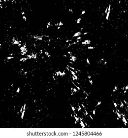 Grunge overlay layer. Abstract black and white vector background. Monochrome vintage surface with dirty pattern in cracks, spots, dots. Old painted wall in dark horror style design