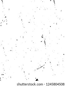 Grunge overlay layer. Abstract black and white vector background. Monochrome vintage surface with dirty pattern in cracks, spots, dots. Old painted wall in dark horror style design